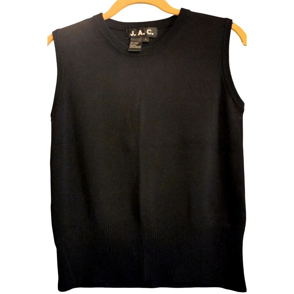 J.A.C. Knit Sweater Vest Women Large Black Excellent Dark Academia Office Siren
